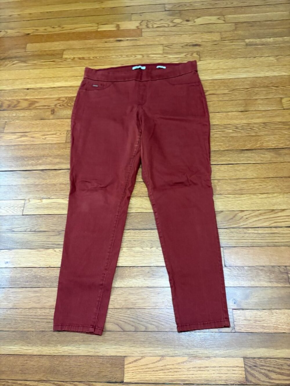 Nine West Womens Heidi Pull On Skinny Jeans Size 16 Red Stretch Denim Pants